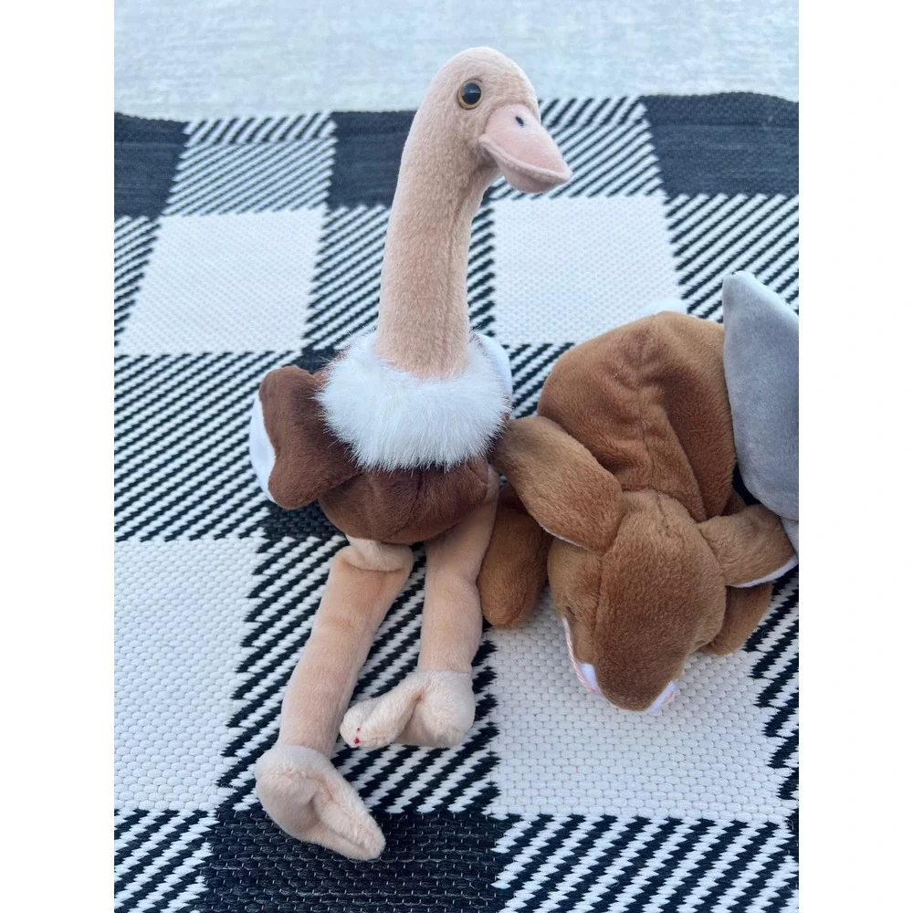 Ty Beanie Babies Lot Stretch Ostrich Ears Rabbit Loosey Goose Vintage Plush 3pc